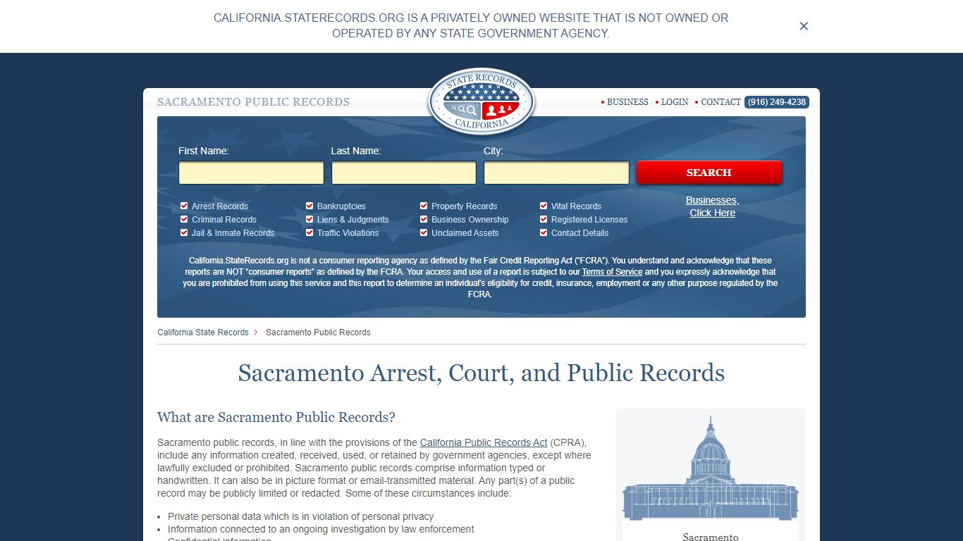 Sacramento Arrest, Court, and Public Records